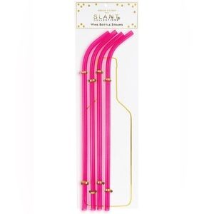 Slant Wine Bottle Straws Pink OS